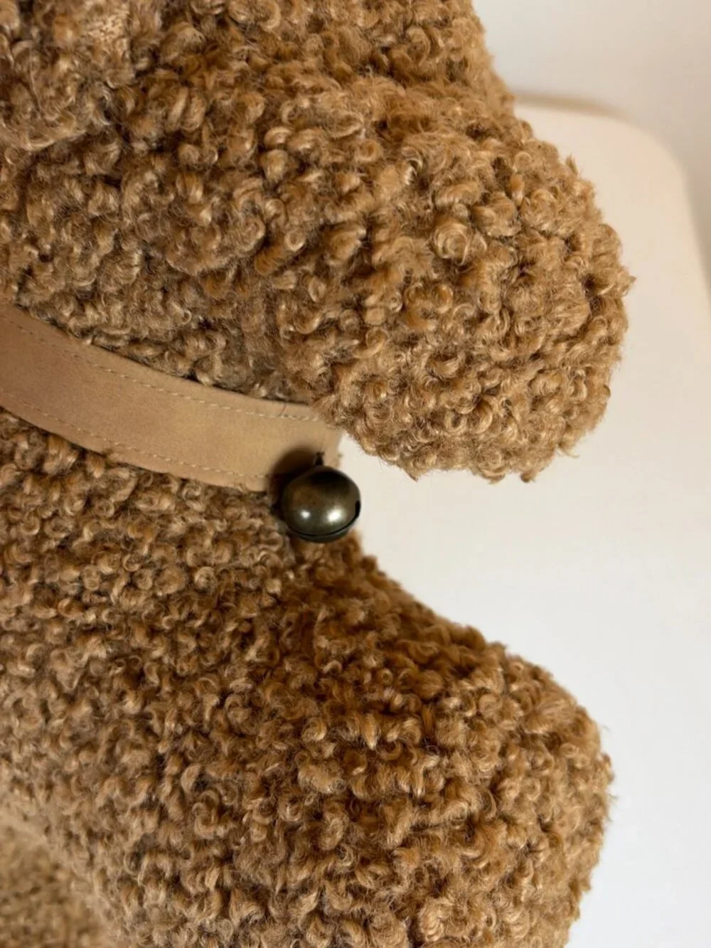 Pottery Barn Cozy Teddy Faux Fur Dog w/ Bell Pillow